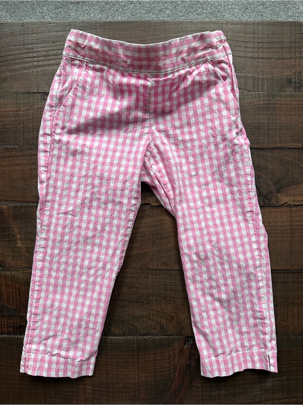 Janie and Jack Pink Gingham Pull-On Pants